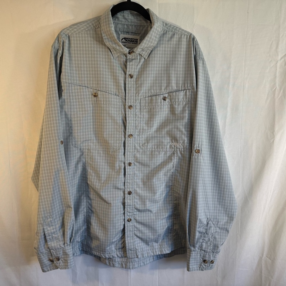 Mountain Khakis Light Gray Check Shirt Men’s XL‎ Ventilated Sun Protection